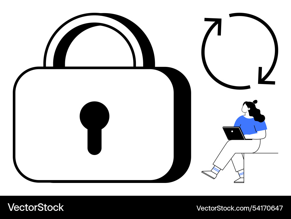 Security lock with reset arrows and person using Security lock with reset arrows and person using vector image