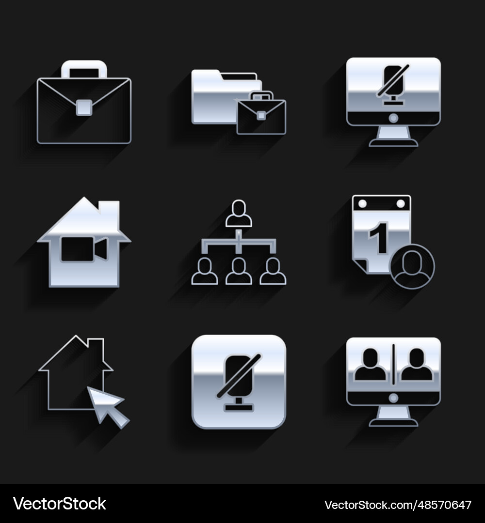 Set hierarchy organogram chart mute microphone Vector Image