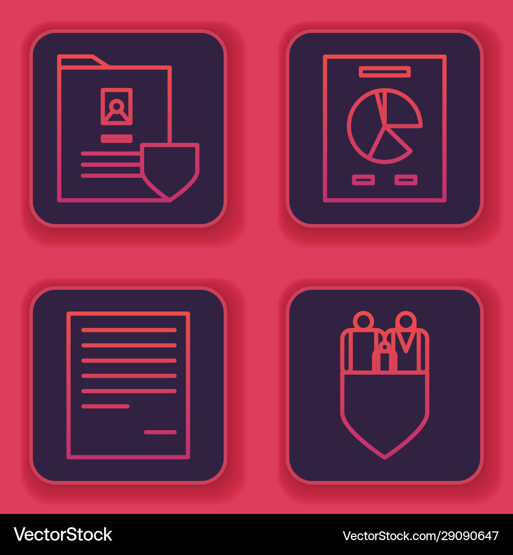 Set line document with shield vector image