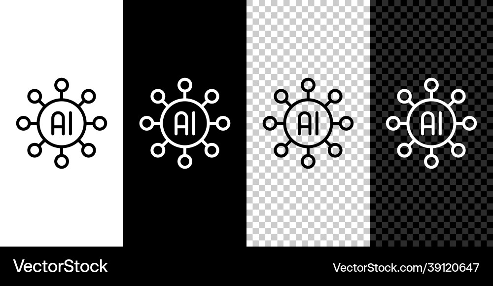 Set line neural network icon isolated on black Set line neural network icon isolated on black vector image