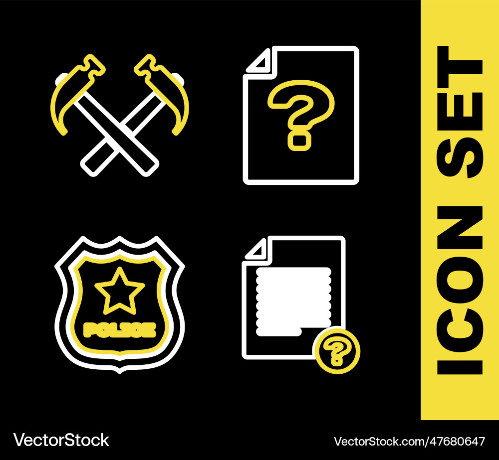 Set line unknown document police badge and two Set line unknown document police badge and two vector image