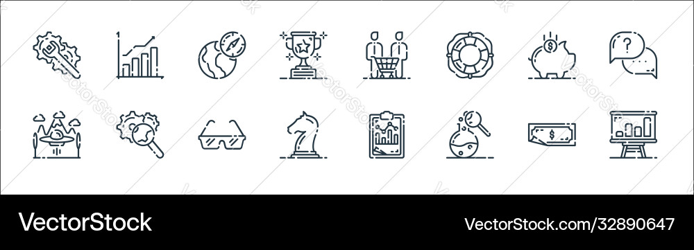 Startup line icons linear set quality Startup line icons linear set quality vector image