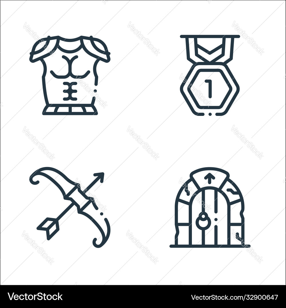 Videogame elements line icons linear set quality Videogame elements line icons linear set quality Vector Image