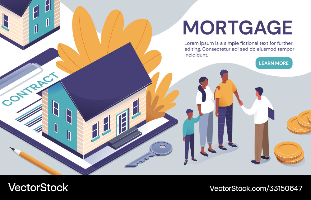 Web page template for a mortgage contract Vector Image