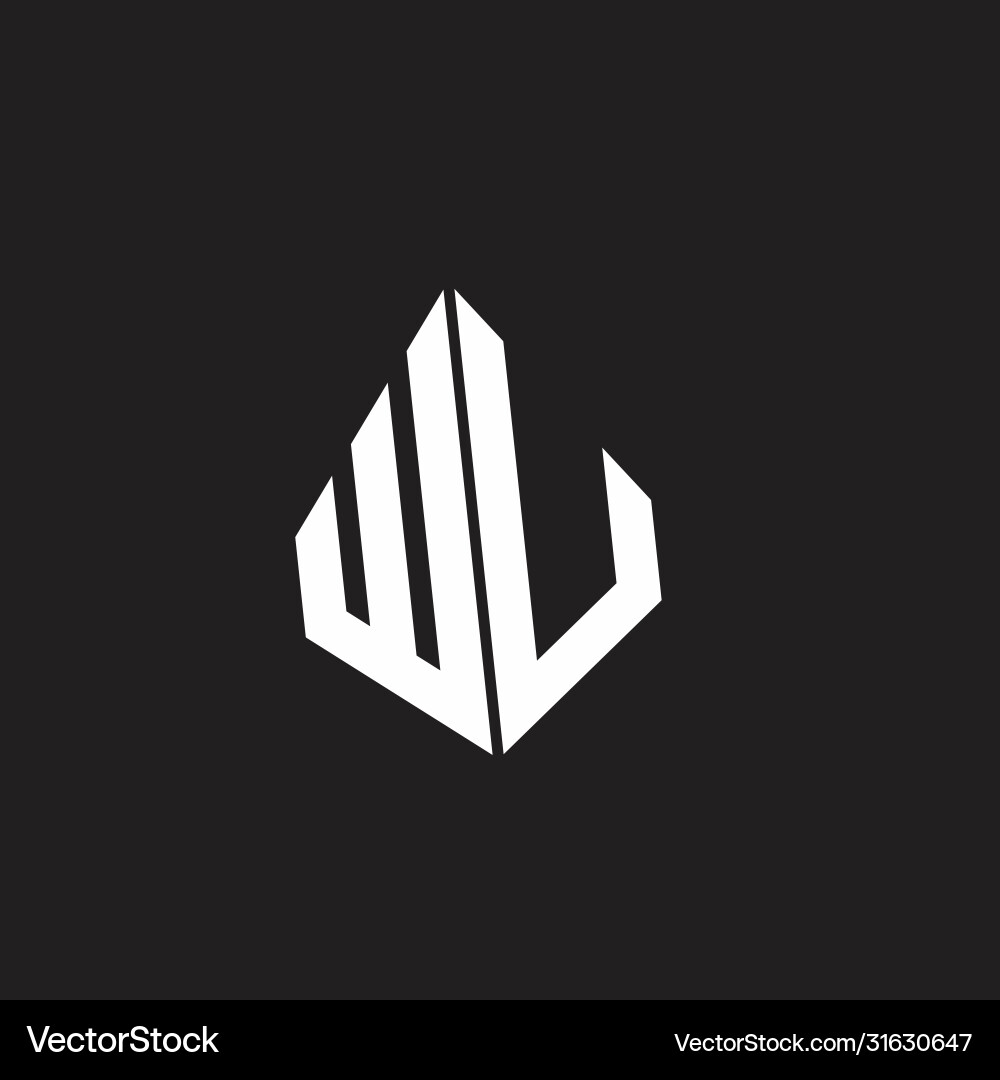 Wu logo monogram with standout triangle shape vector image