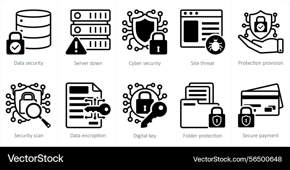 A set of 10 security icons as data Vector Image