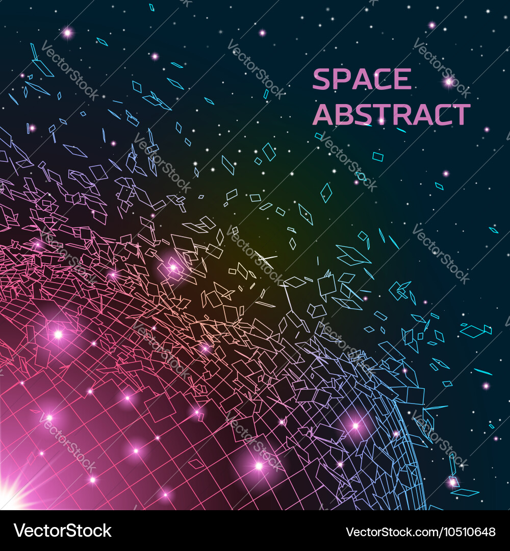 Abstract background with exploded shiny grid Vector Image