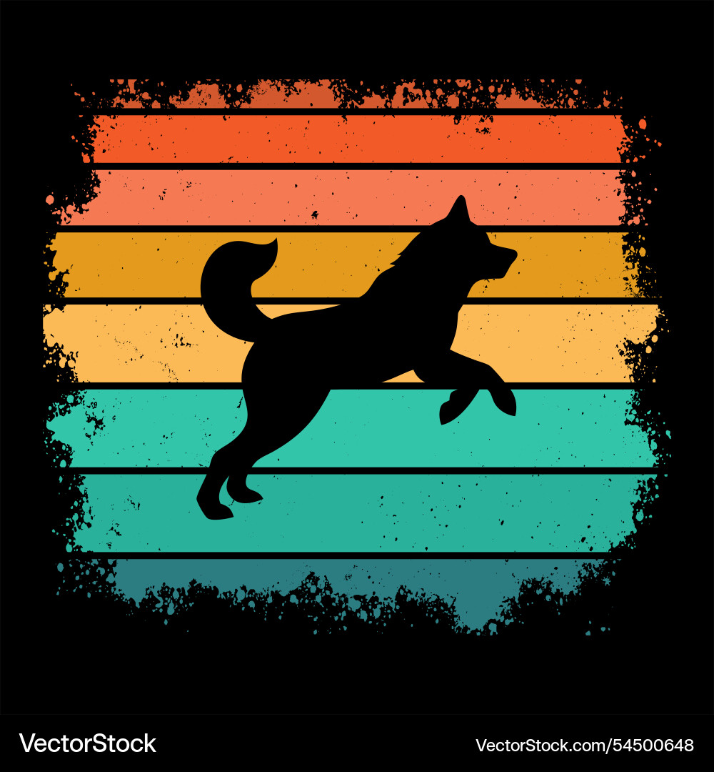 Akita in action with distressed retro vibes Vector Image
