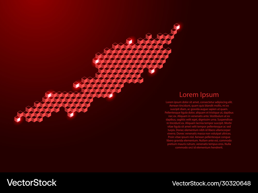 Anguilla map from 3d red cubes isometric abstract Anguilla map from 3d red cubes isometric abstract vector image