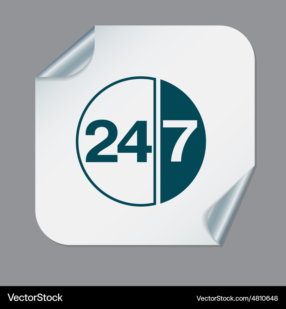 Character 24 7 open hours a day and days Vector Image