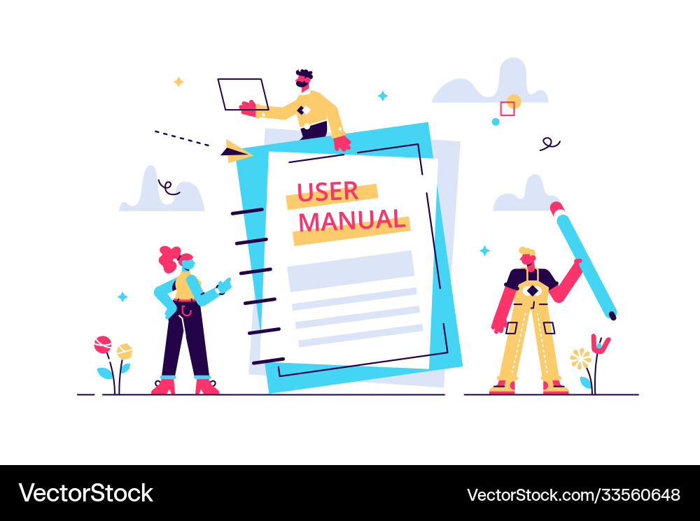 Concept user manual for web page vector image