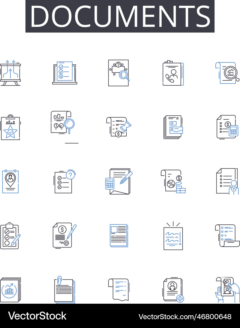 Documents line icons collection encryption Documents line icons collection encryption vector image