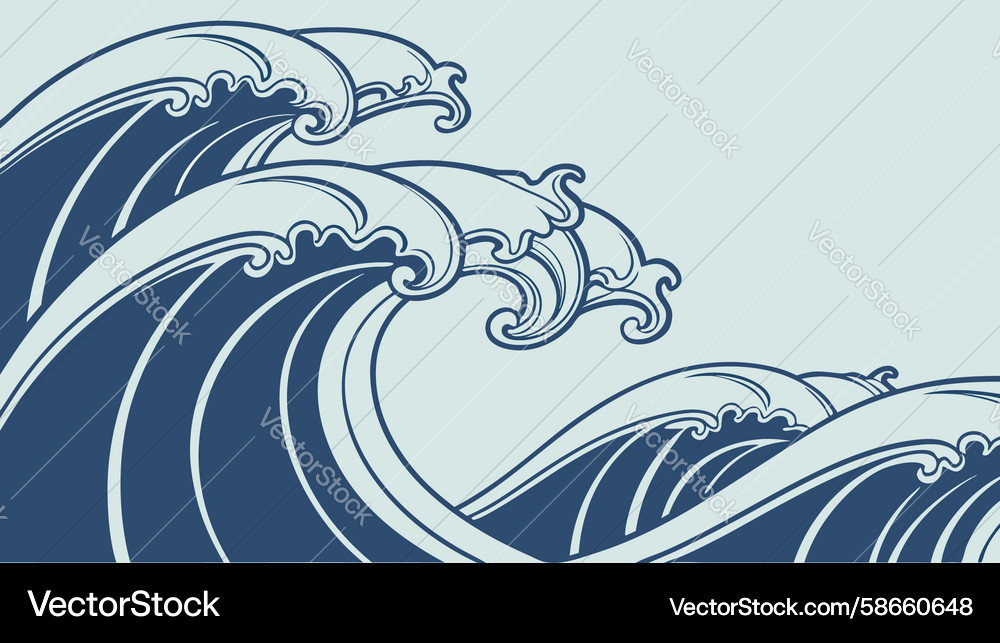Dynamic ocean wave pattern for nature-inspired Vector Image