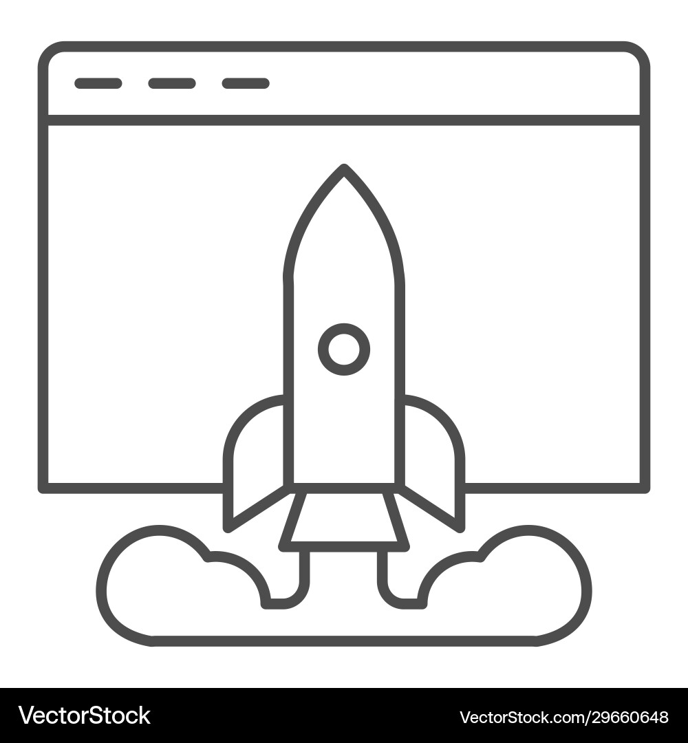 Internet startup browser window thin line icon Internet startup browser window thin line icon vector image