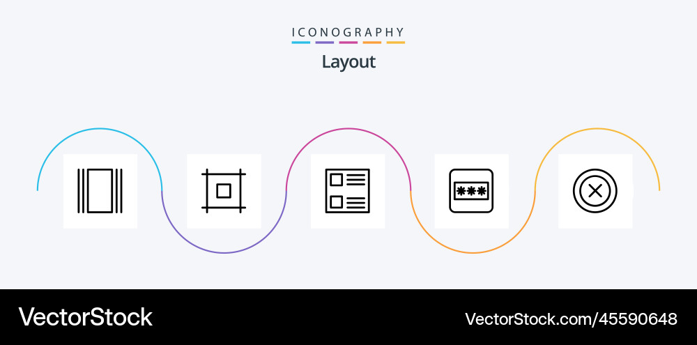 Layout line 5 icon pack including ux ui vector image