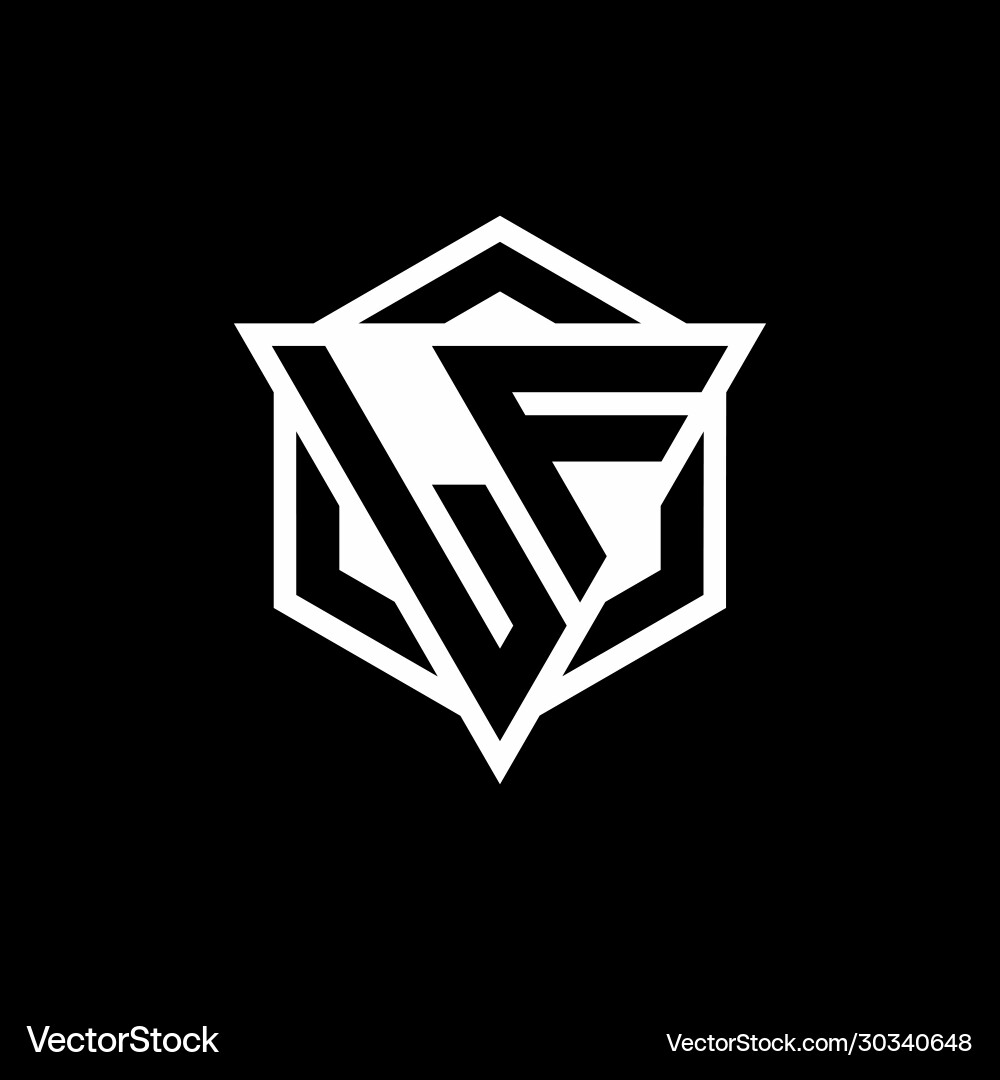 Lf logo monogram with triangle and hexagon shape vector image