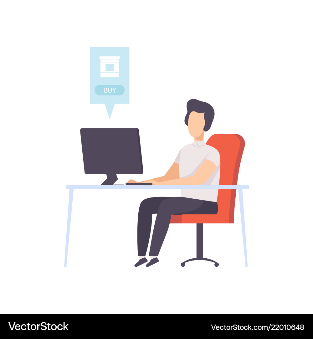 Man bying products from an online store using Man bying products from an online store using vector image