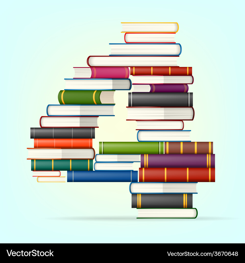 Numbers from stacks of multi colored books vector image