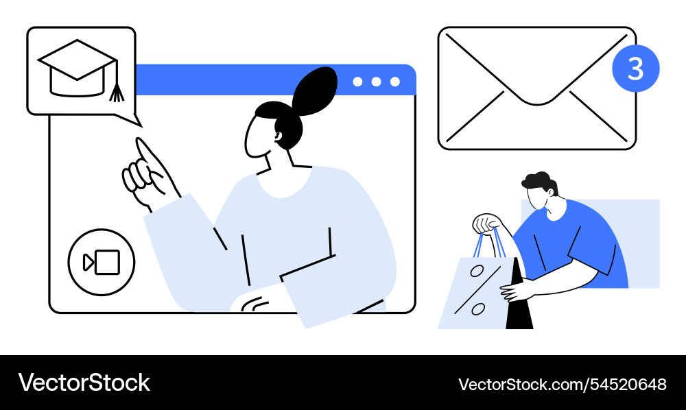Online learning email notifications and shopping Vector Image