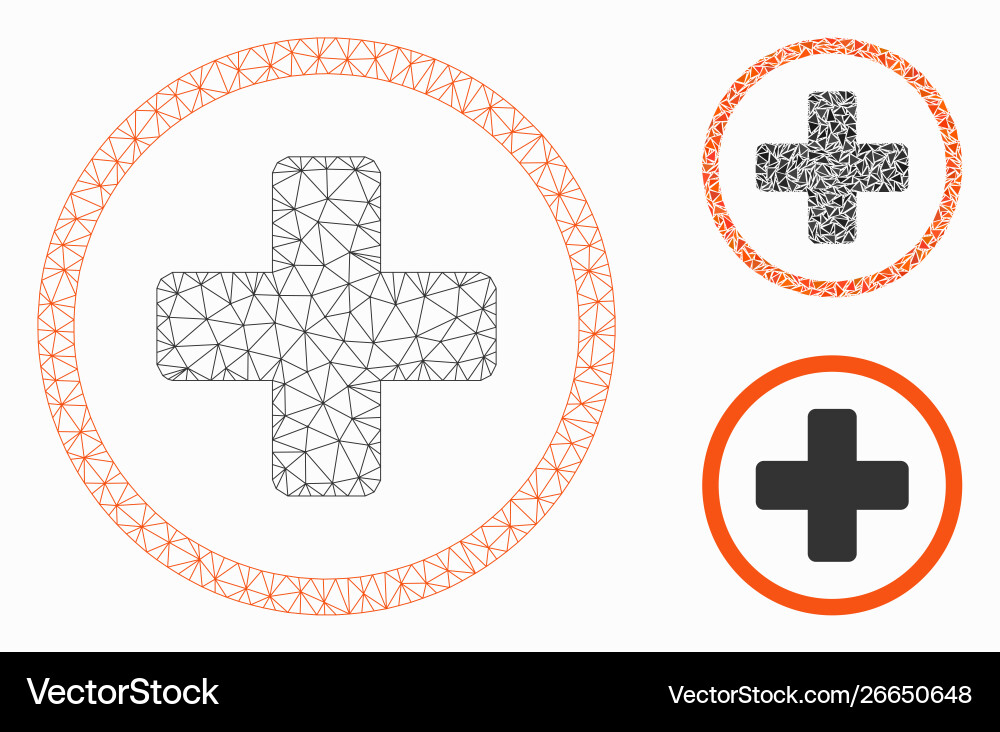 Rounded plus mesh wire frame model vector image