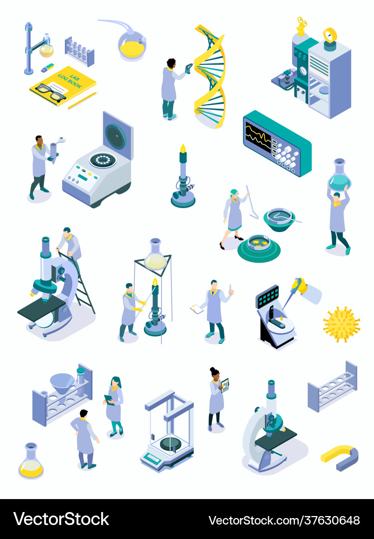 Science Lab Icon Set - Experiments & Instruments vector image