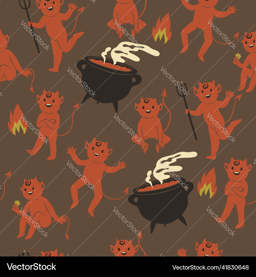 Seamless pattern with cute devils graphics Seamless pattern with cute devils graphics vector image