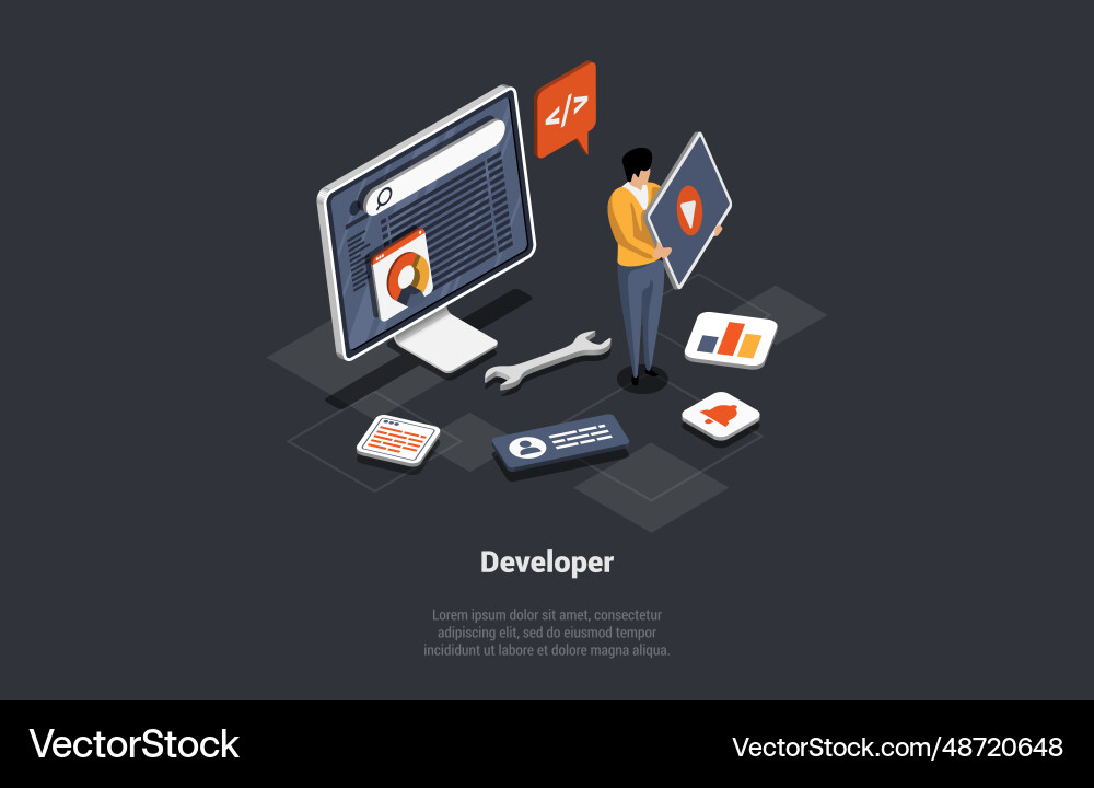 Software development coding process concept Software development coding process concept vector image