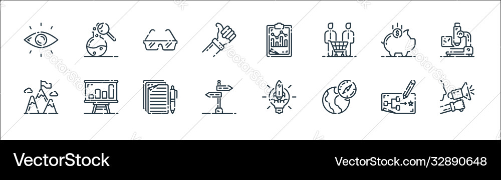 Startup line icons linear set quality vector image
