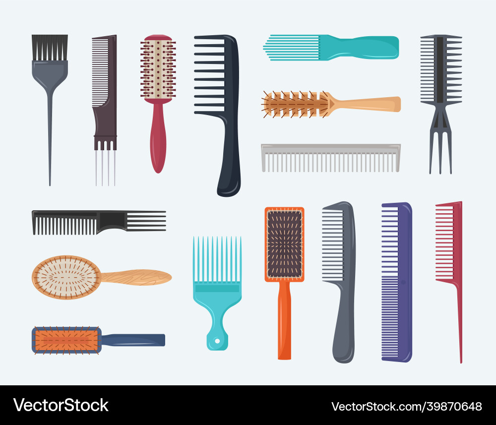 Various modifications of combs set colorful tems Various modifications of combs set colorful tems vector image