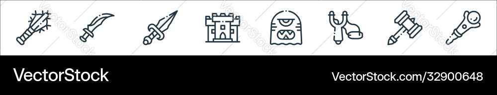Videogame elements line icons linear set quality Videogame elements line icons linear set quality vector image