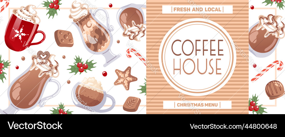 Winter christmas drinks cappuccino latte Winter christmas drinks cappuccino latte vector image