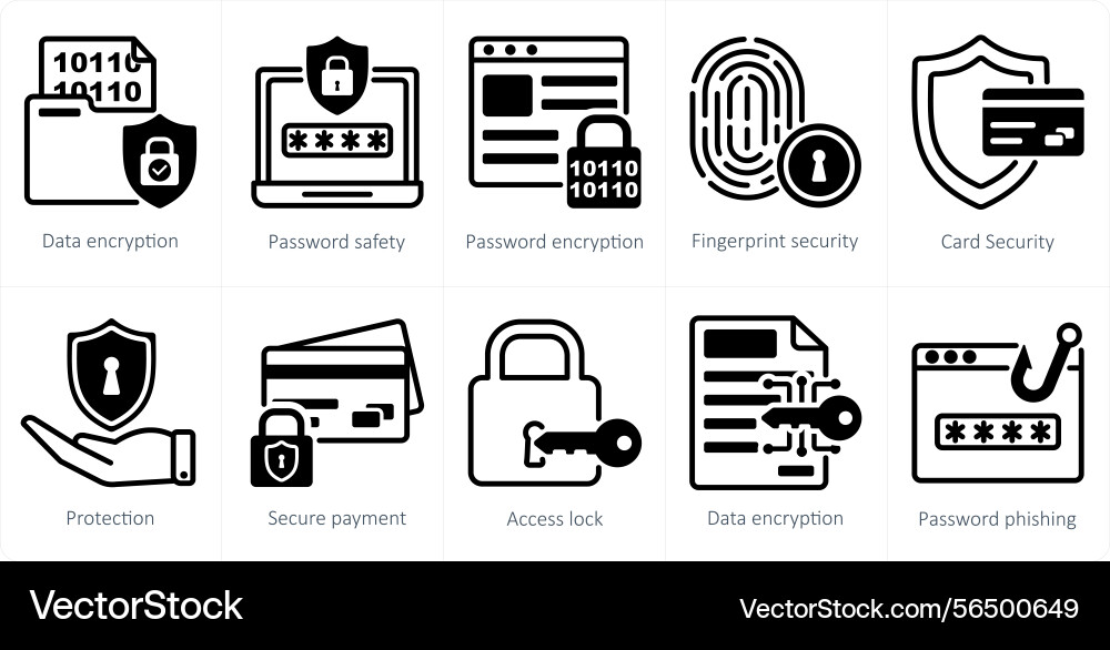 A set of 10 security icons as data encryption vector image
