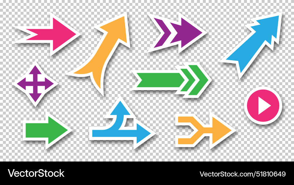 Arrow stickers pointer icons round button Arrow stickers pointer icons round button vector image