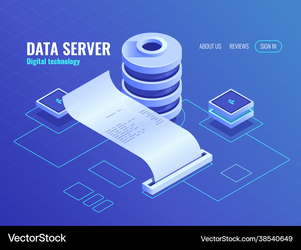 Big data processing and analyzing isometric icon Big data processing and analyzing isometric icon vector image
