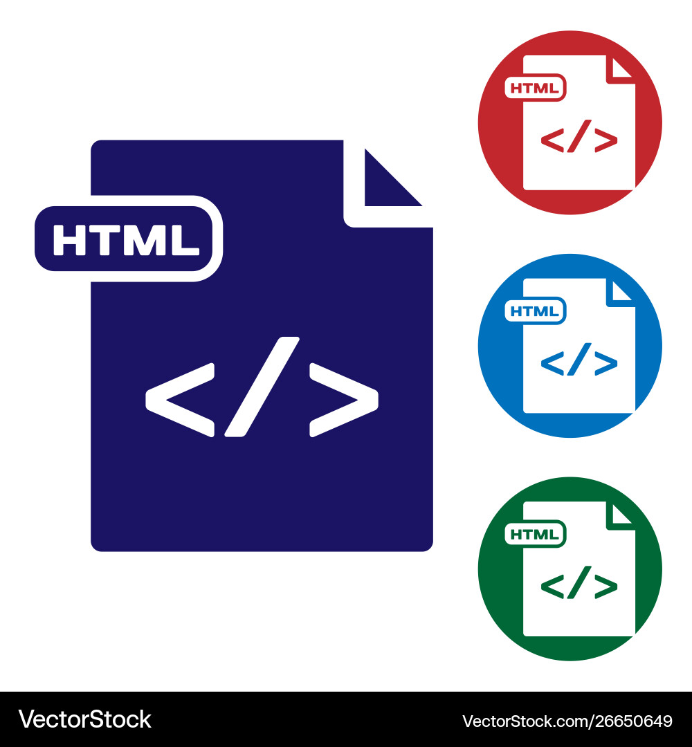 Blue html file document download button icon Blue html file document download button icon vector image