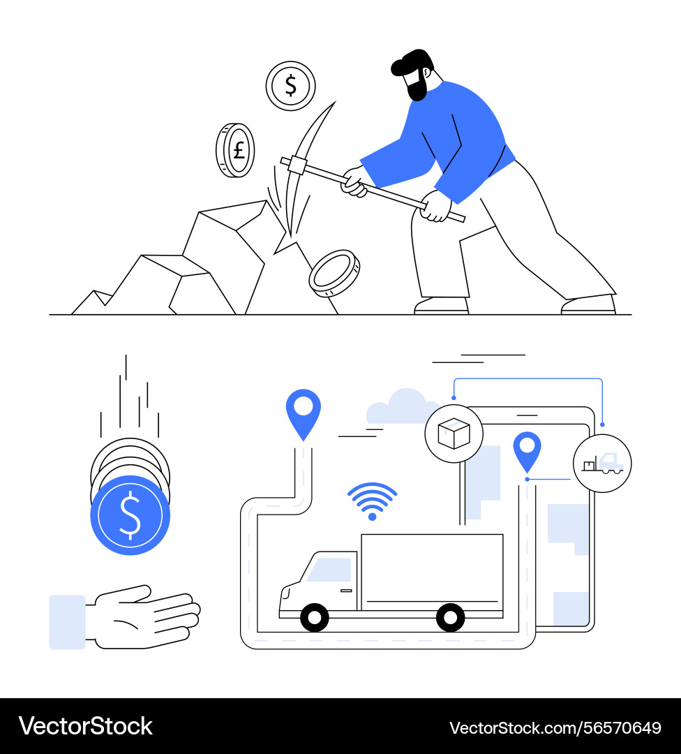 Digital investment and blockchain mining Digital investment and blockchain mining Vector Image