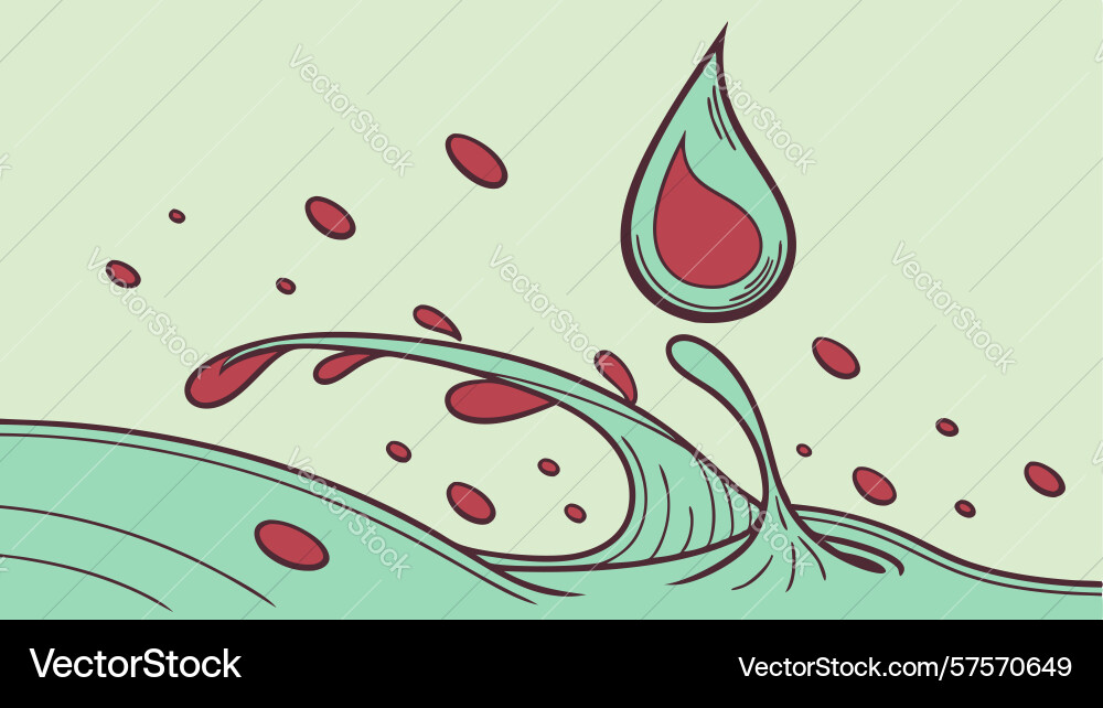 Dynamic splashes red drops in motion design vector image