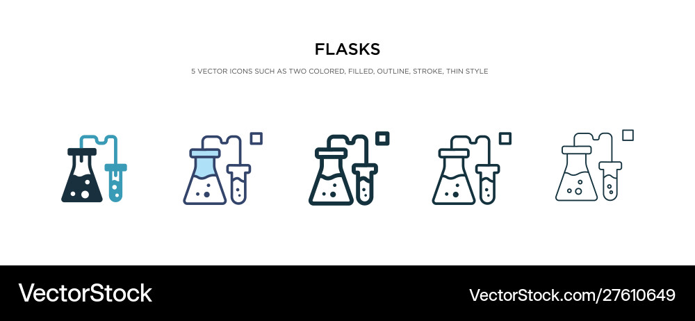Flasks icon in different style two colored Flasks icon in different style two colored vector image