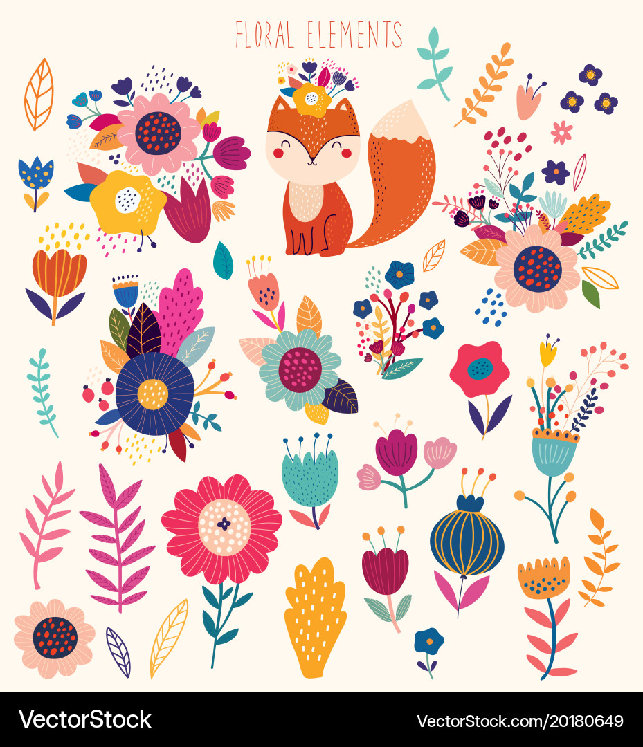 Floral Fox Celebration vector image