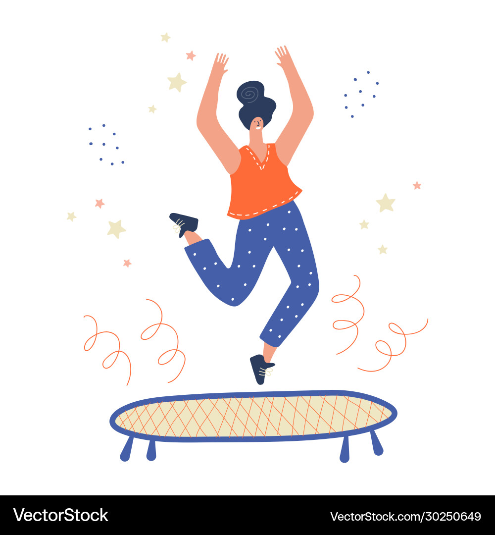 Frau springt auf einem Trampolin Frau springt auf einem Trampolin vektorbild