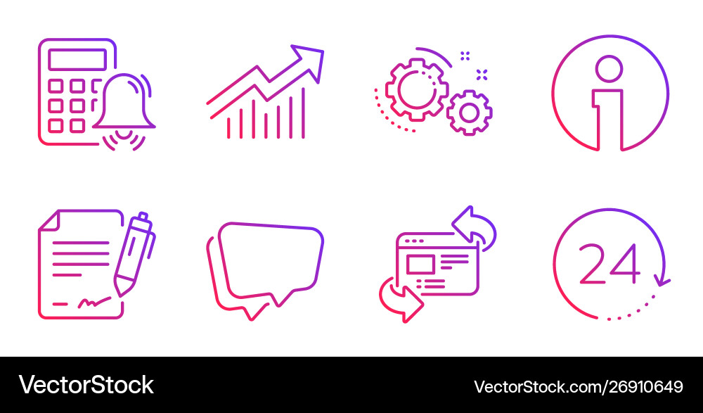 Gears demand curve and refresh website icons set Gears demand curve and refresh website icons set vector image