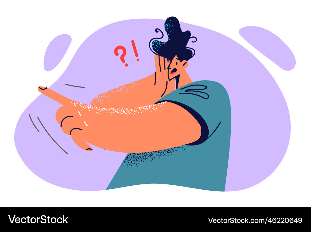 Man Points in Fear Vector Image