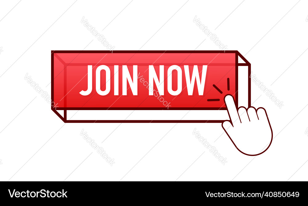 Modern icon with red join now button on white Vector Image