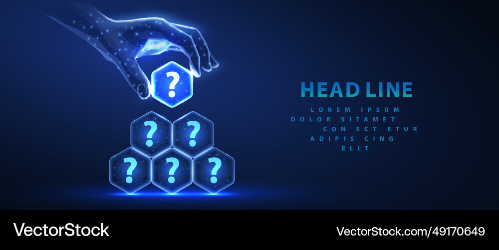 Questions pile question mark icons on hexagons Questions pile question mark icons on hexagons vector image