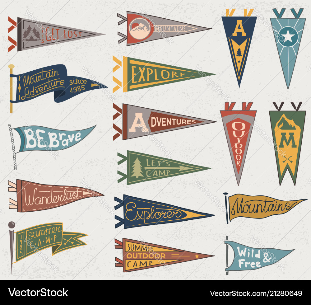 Set of adventure outdoors camping colorful Set of adventure outdoors camping colorful vector image