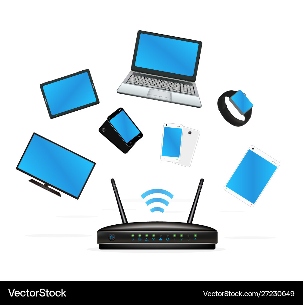 Smart device connecte with router Smart device connecte with router vector image