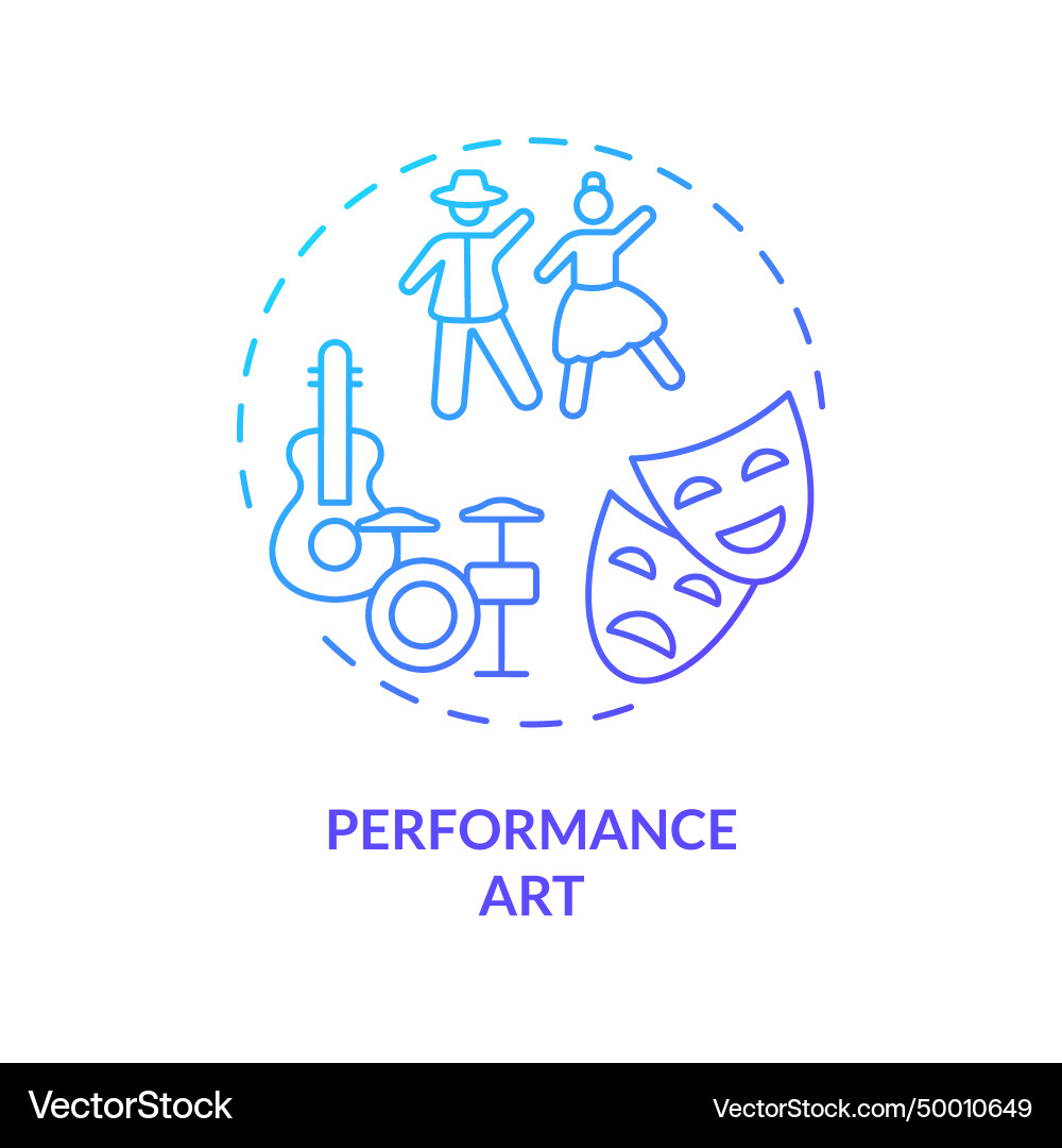Thin line simple gradient performance art icon Thin line simple gradient performance art icon vector image