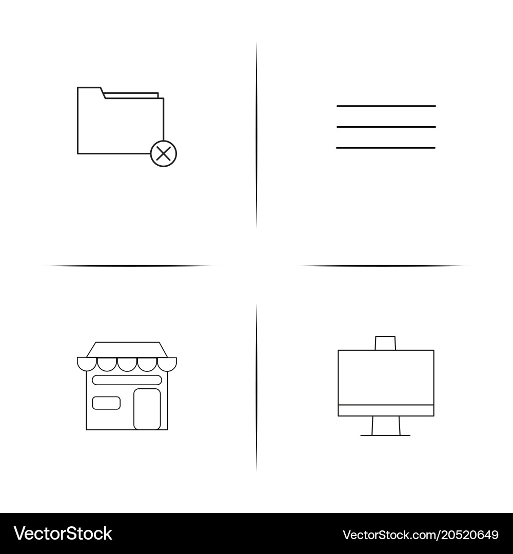 User interface simple linear icons set outlined vector image