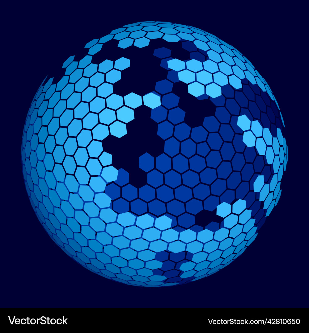 Abstract hexagonal 3d sphere background vector image