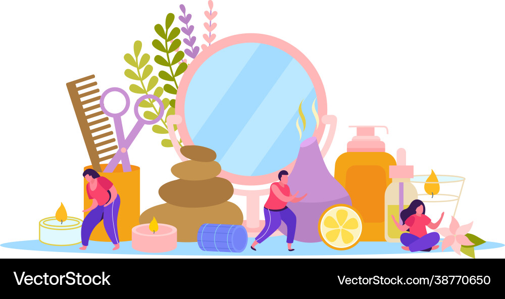 Aromatherapy flat colored composition Vector Image